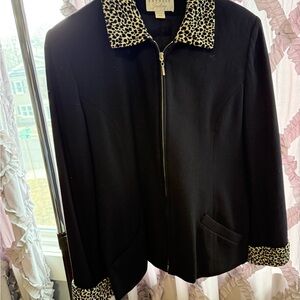 Express Black Jacket with Animal Print Accents